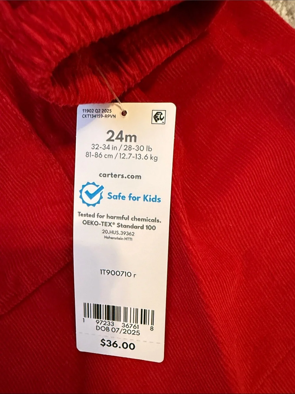 Carter's Red Corduroy Button-Front Girls Dress